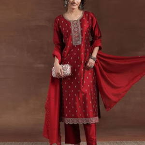 Women Embroidered Straight Kurta Suit Set